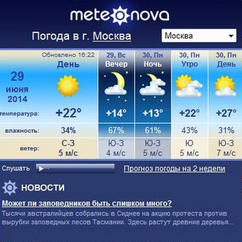 Прогноз погоды Meteonova