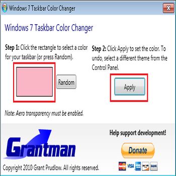 Windows 7 Taskbar Color Changer (скрин)